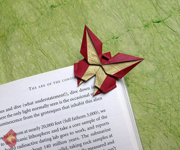手工折纸蝴蝶书签的折法图解教程