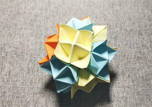 简单花球折纸图解，漂亮又省纸，快来试试